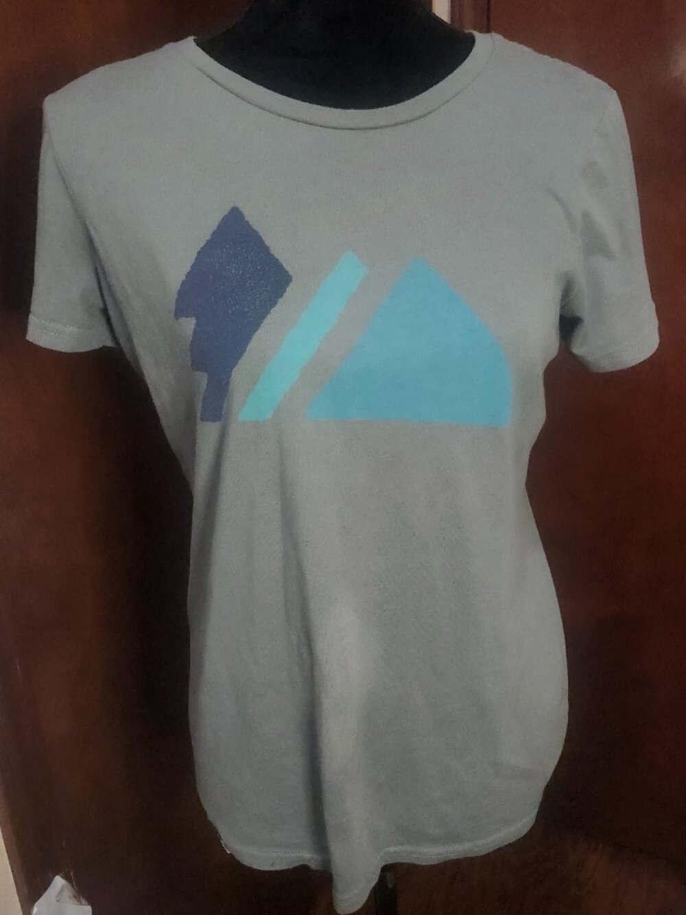 REI Shirt Womens Medium Sage Green/Blue Organic Cotton Polyester Blend Casual